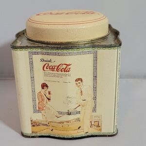 Coca-Cola Vintage Cream Tin with Red Logo